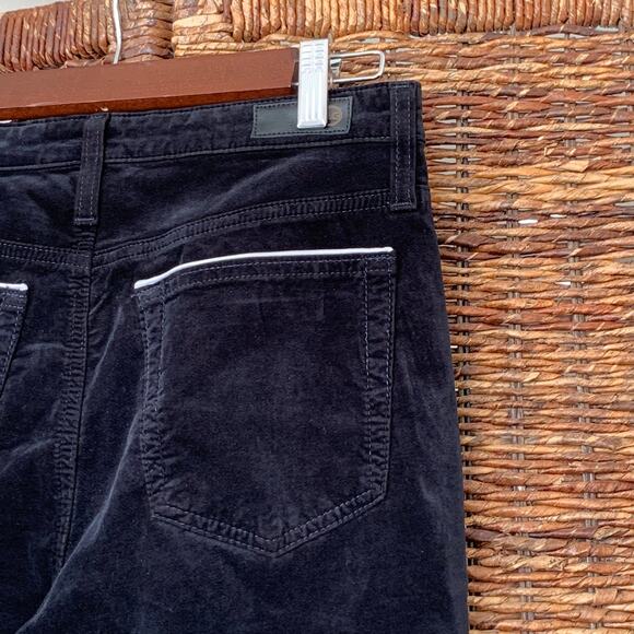 NWT AG The Isabelle High Rise Straight Crop Black Stretch Velvet 27 Side Stripe - Picture 7 of 14